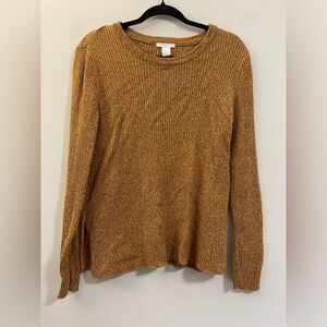 H&M Crew Neck Split‎ Sleeve Sweater in Browny Gold - L
